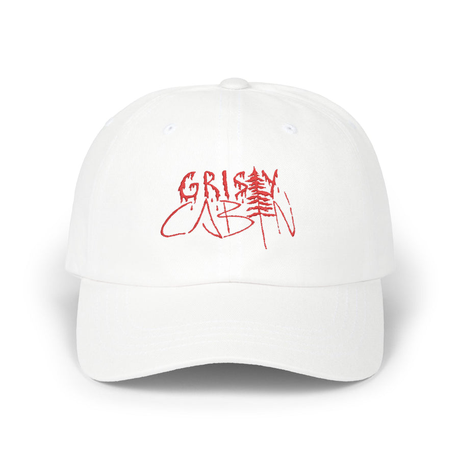 Grisly Cabin Red Drip Horror Dad Cap
